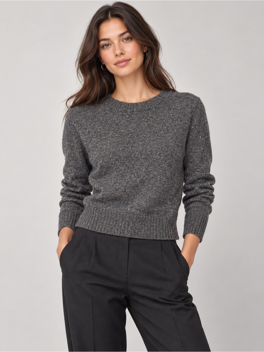 🌺 TNA 100% Wool Speckled Charcoal Crewneck Sweater